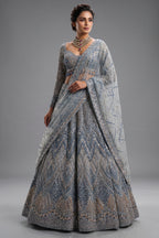 Powder Sky Blue Net Designer Lehenga