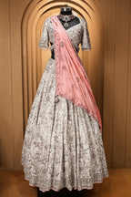 Off White Silk Heritage Bridal Lehenga Choli with Royal Gota-Patti & Mirror Work
