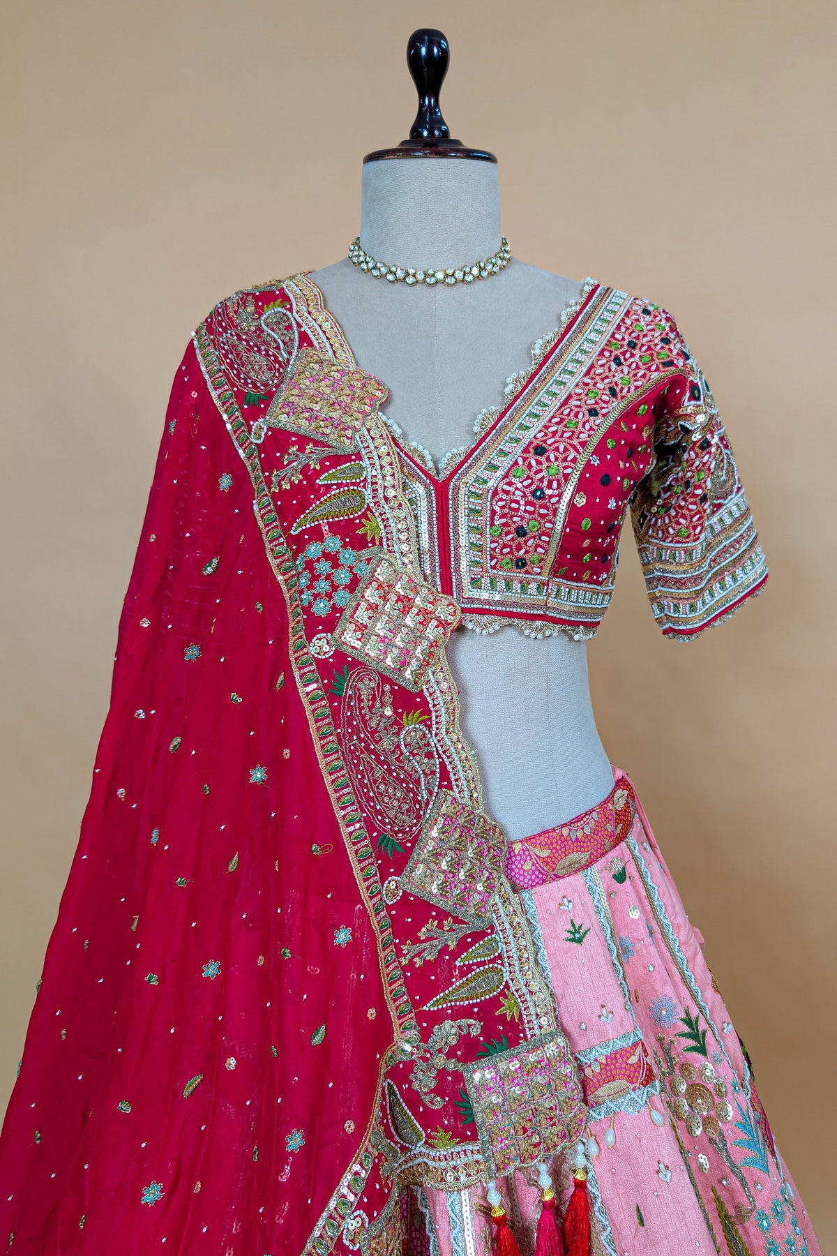 Pink Ombre Tissue Silk Designer Lehenga