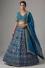 Sky Blue Silk Traditional Patola Lehenga with Hand-Embroidered Zardosi Blouse