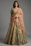 Mint Green Raw Silk Designer Lehenga with Multicolor Floral Hand-Embroidery