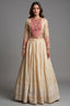 Cream Chanderi Silk Lucknowi Worked Lehenga with Designer Blouse and Bandhej Dupatta