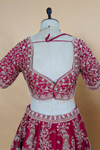 Red Raw Silk Designer Bridal Lehenga with Double Dupatta