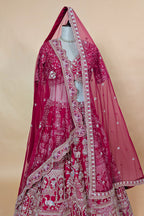 Red Raw Silk Designer Bridal Lehenga with Double Dupatta