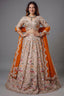 The Beige Gold Tissue Silk Kalidar Lehenga Ensemble with Hand-Embellished V-Shape Blouse and Scalloped Organza Dupatta