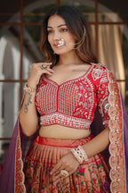 The Golden Copper Tissue Pleated Paithani Lehenga with Sweetheart Geometric Embellished Blouse