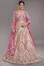 The Onion Pink Banarasi Brocade Silk Lehenga with Scalloped Crossover Choli and Handwork