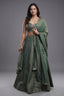 Sage Green Metallic Tissue Lehenga Set with Curvilinear Aari Sequin Work and Cutdana Blouse