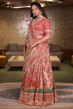 Rust Gold Tissue Silk Bridal Lehenga with Meenakari Paithani Weaving and Aari Zardosi Blouse