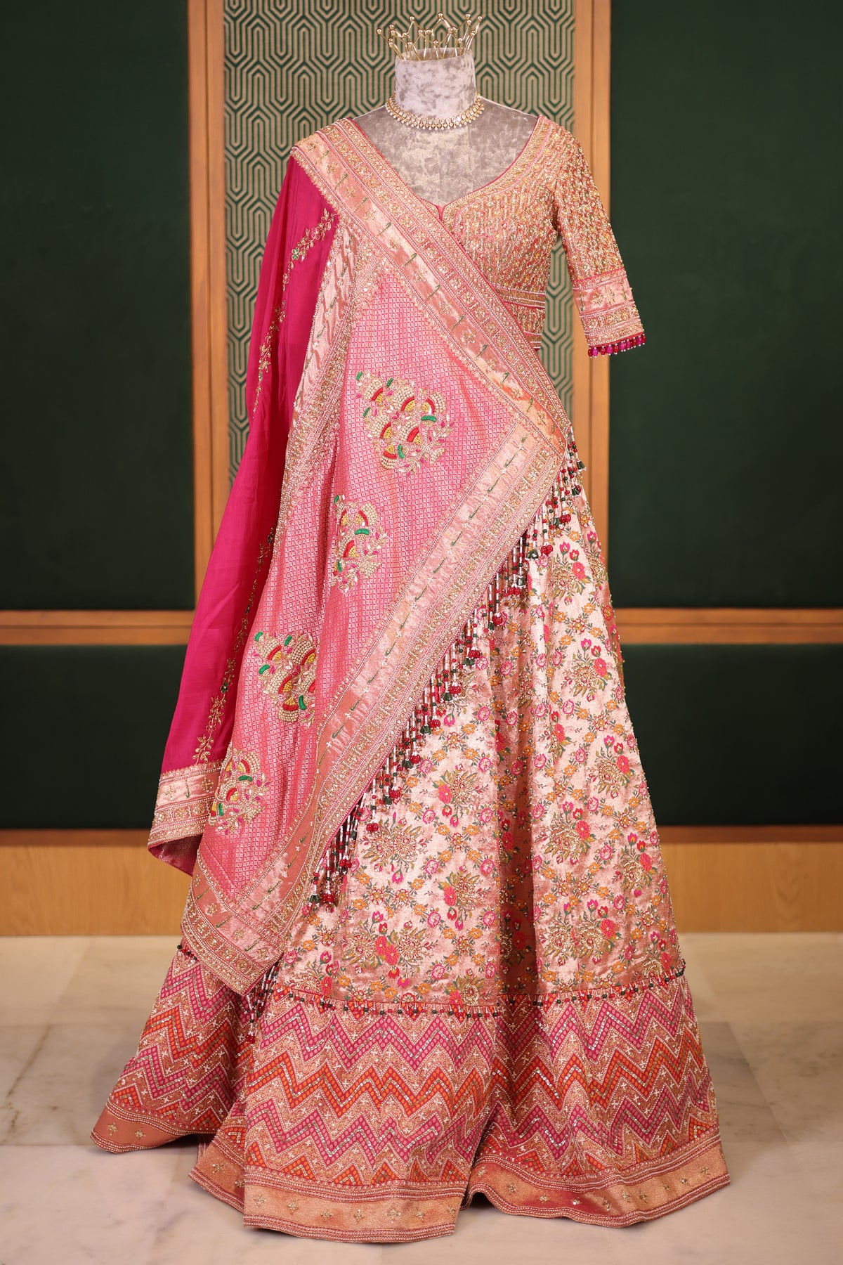 Golden Tissue Paithani Heritage Lehenga Set with Zardosi Embroidery Work