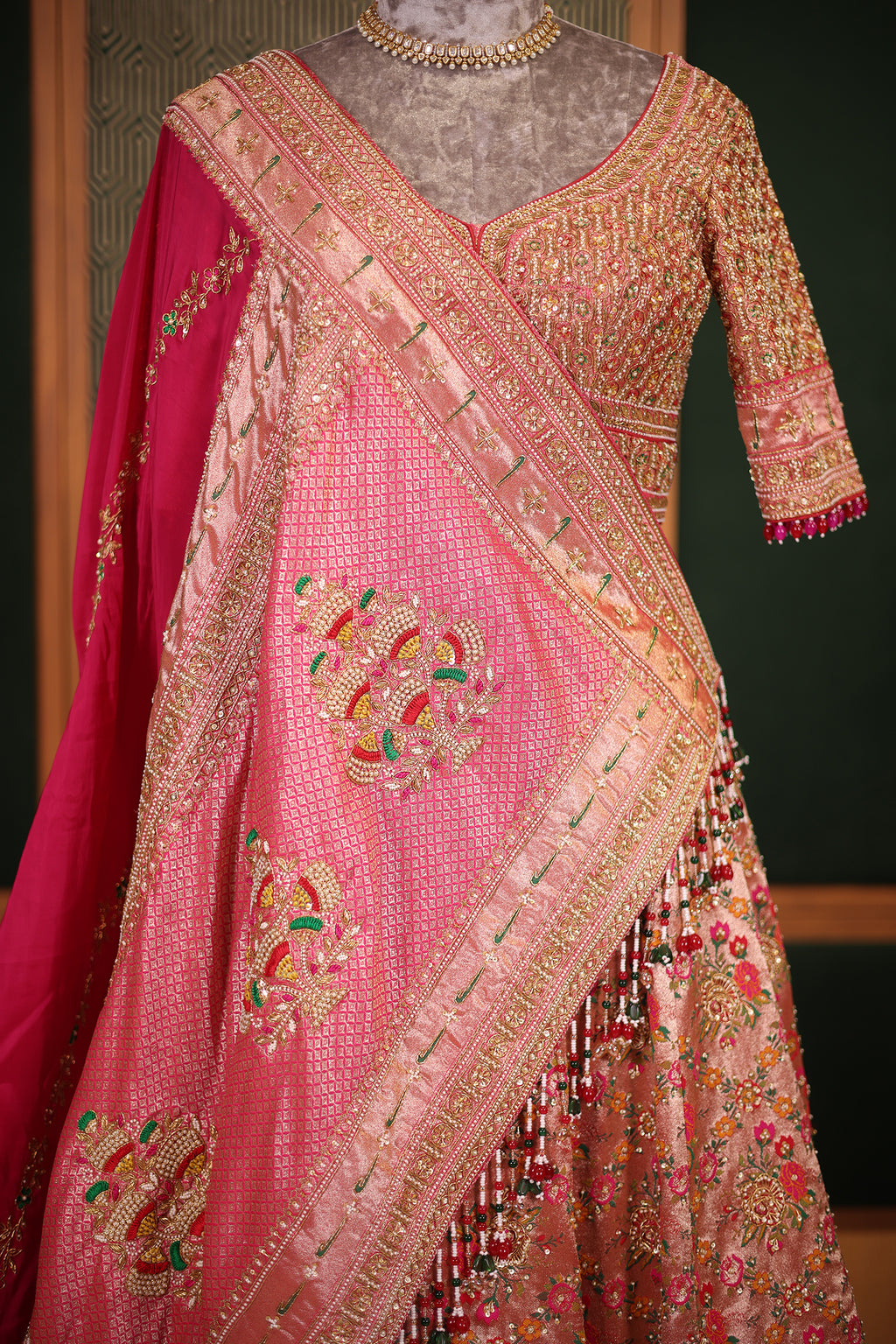 Golden Tissue Paithani Heritage Lehenga Set with Zardosi Embroidery Work