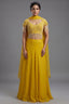 Canary Yellow Georgette Minimalist Lehenga Skirt with Heavy Hand-Embroidered Fringe Choli
