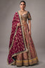 Multi-Paneled Digital Floral Tissue Lehenga with Emerald Green Sequin Bustier