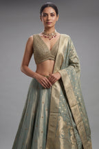 Mint Green Tissue Sequin Embroidered Lehenga