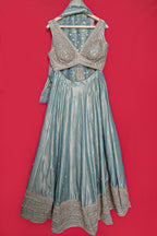 Mint Green Tissue Sequin Embroidered Lehenga