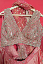 Pink Tissue Sequin Embroidered Lehenga