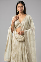 Cream Tissue Woven Lehenga with Embroidery Work