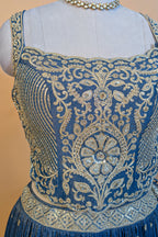 Blue Tissue Sequin Embroidered Lehenga