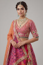 Multi Colored Silk Traditional Patola Lehenga with Handwork
