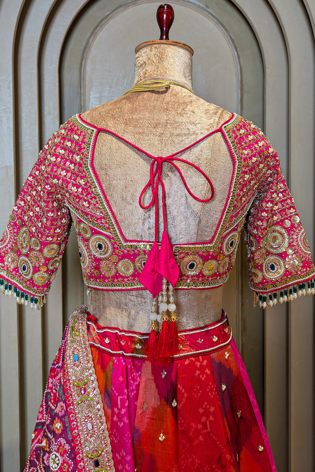 Multi Colored Silk Traditional Patola Lehenga with Handwork