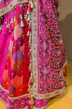 Multi Colored Silk Traditional Patola Lehenga with Handwork