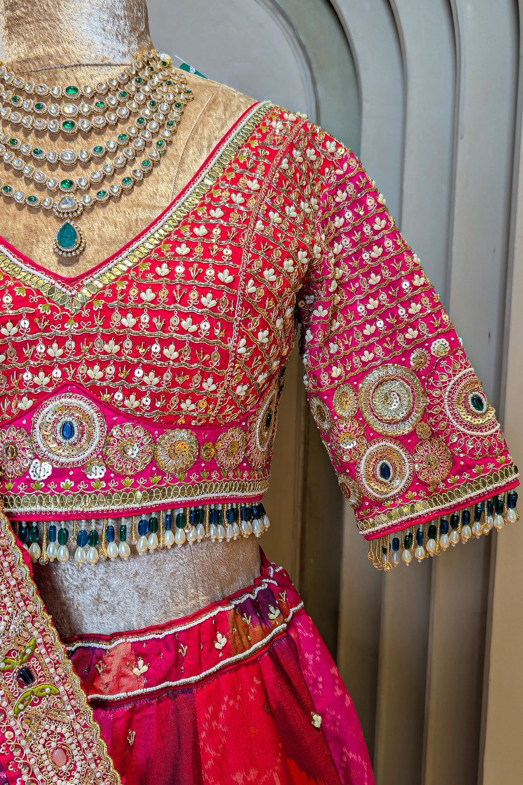 Multi Colored Silk Traditional Patola Lehenga with Handwork