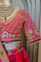 Multi Colored Silk Traditional Patola Lehenga with Handwork