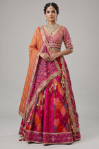 Multi Colored Silk Traditional Patola Lehenga with Handwork