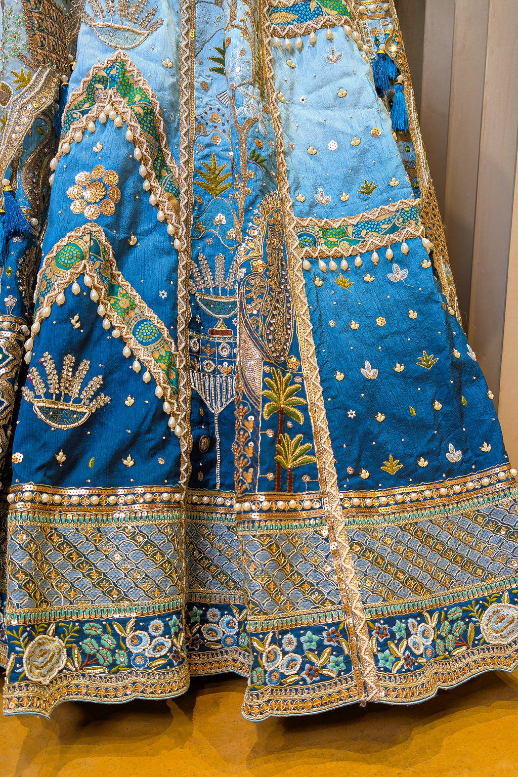 Blue Ombre Silk Embroidered Worked Lehenga