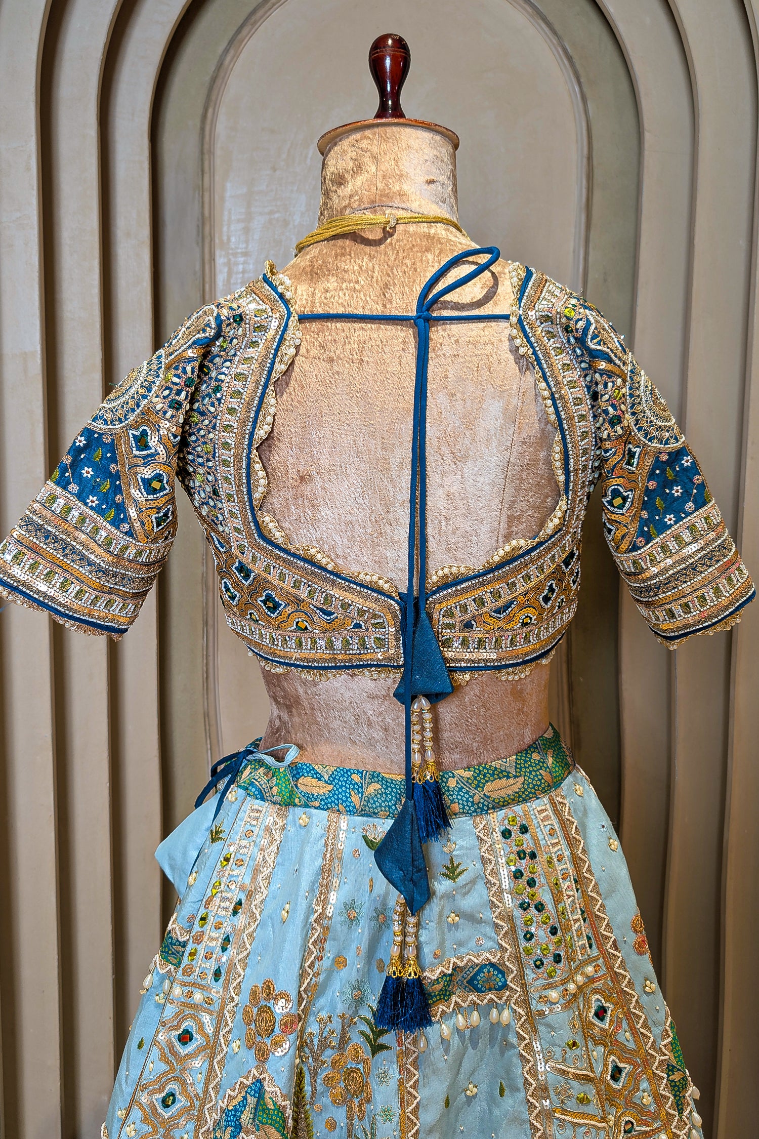 Blue Ombre Silk Embroidered Worked Lehenga