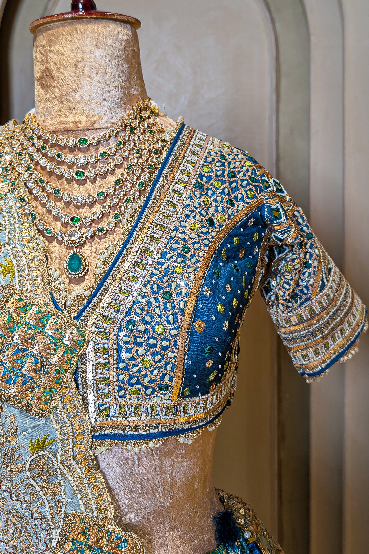 Blue Ombre Silk Embroidered Worked Lehenga