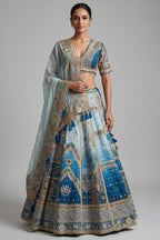 Blue Ombre Silk Embroidered Worked Lehenga
