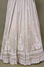 Beige Chiffon Silk Thread Embroidered and Beaded Chaniya Choli