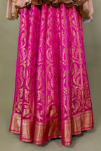 Rani Pink Banarasi Silk Woven Peplum Lehenga Set