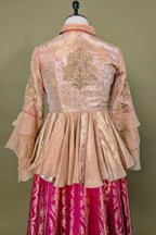 Rani Pink Banarasi Silk Woven Peplum Lehenga Set