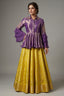 Lemon Yellow Banarasi Silk Woven Peplum Lehenga Set