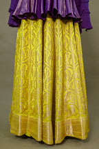 Lemon Yellow Banarasi Silk Woven Peplum Lehenga Set