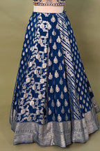 Blue Chinon Woven Lehenga