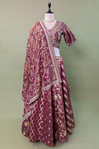 Magenta Tissue Woven Lehenga with Beads and Sequin Work