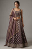 Brown Tissue Woven Lehenga with Sequin Beaded Corset Blouse