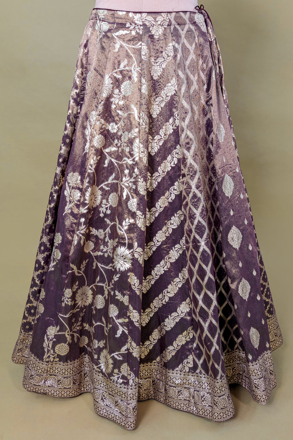 Brown Tissue Woven Lehenga with Sequin Beaded Corset Blouse