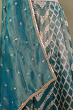 Green Tissue Woven Lehenga with Sequin Beaded Corset Blouse