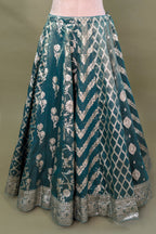 Green Tissue Woven Lehenga with Sequin Beaded Corset Blouse