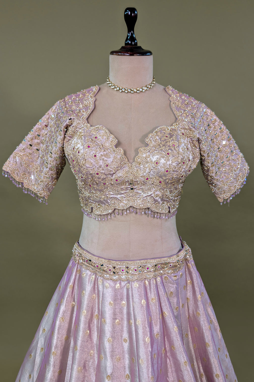 Lilac Purple Ombre Tissue Woven Lehenga