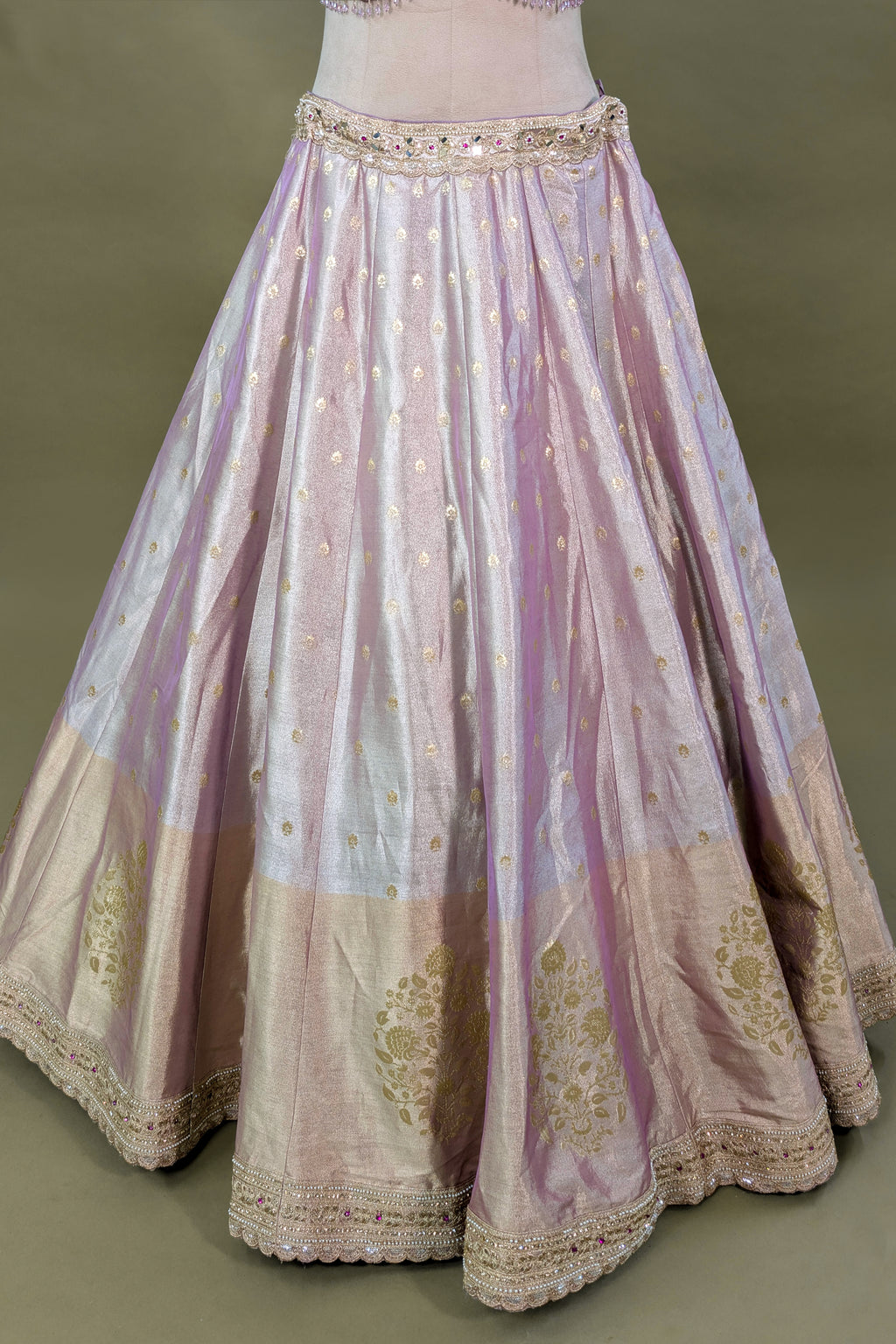 Lilac Purple Ombre Tissue Woven Lehenga
