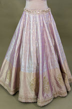 Lilac Purple Ombre Tissue Woven Lehenga