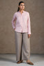 Full length elegant silhouette of contemporary Light Baby Pink Cotton Linen Co-Ord Set