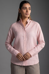 Close up of premium breathable fabric on Light Baby Pink Cotton Linen Co-Ord Set