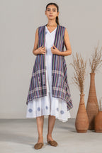 Ivory White Mul Cotton Midi Layered Dress front view chic summer fashion