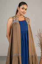 Chic Indigo Blue Mul Cotton Midi Dress for women summer fashion